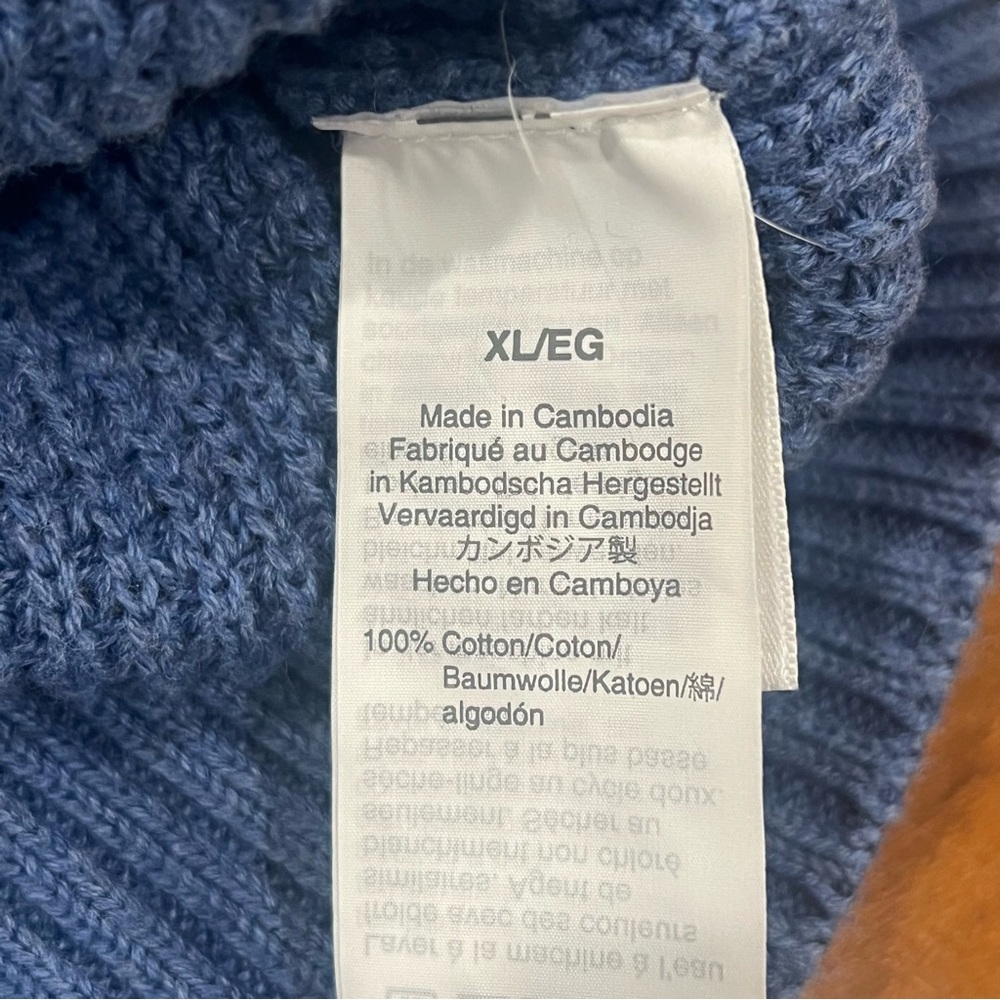 NEW $118 J.Crew Waffle Knit Half Zip Pullover Sweater Baltic Blue XL Cotton - Picture 13 of 16